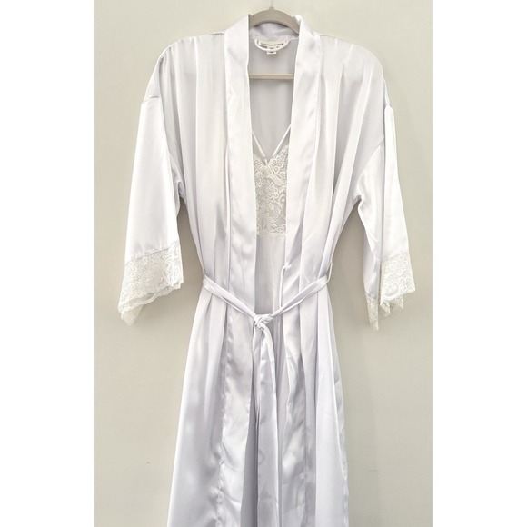 Vintage Victoria's Secret Coquette Maxi Slip Robe Set White Lace Lingerie 2pc XS - Picture 11 of 16